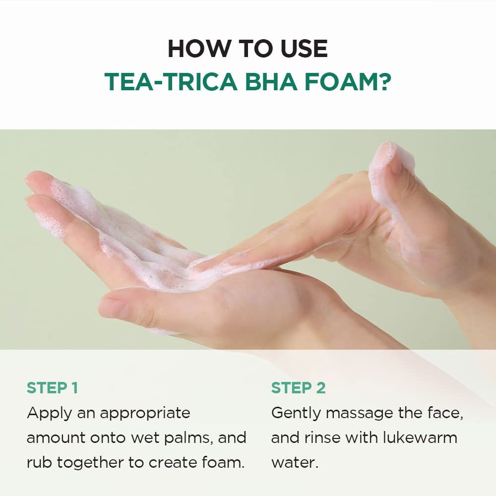 SKIN1004 Madagascar Centella Tea-Trica BHA Foam 4.22 fl.oz, 125ml, Professional Cleansing Care and Relief to Acne-Prone Skin